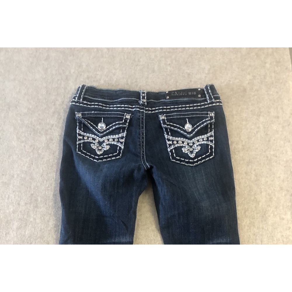 L.A. IDOL Studded  Embellished Crop Capri Jeans Thick Stitch Size 11 ECU